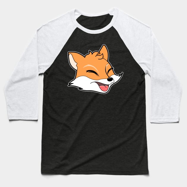 Cute Fox Head Baseball T-Shirt by Imutobi